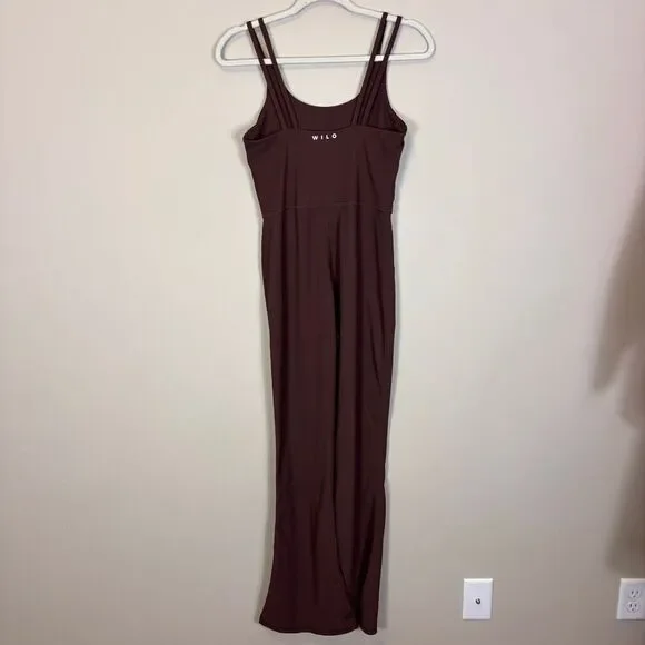 Wilo Brown Ribbed Wide Leg Athletic Jumpsuit Medium - Picture 6 of 9
